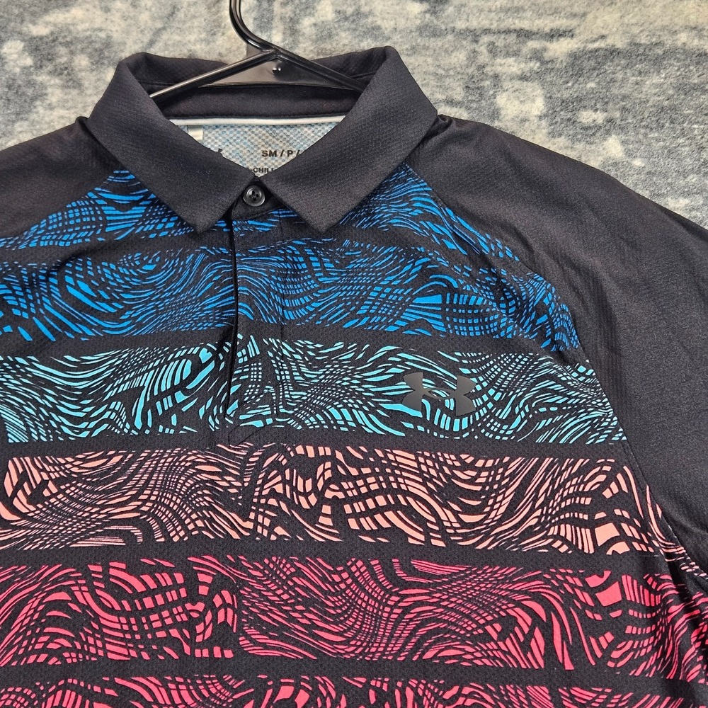 Under Armour Iso-Chill Polo Shirt Mens S Multicolor Psych Stripe Short Sleeve